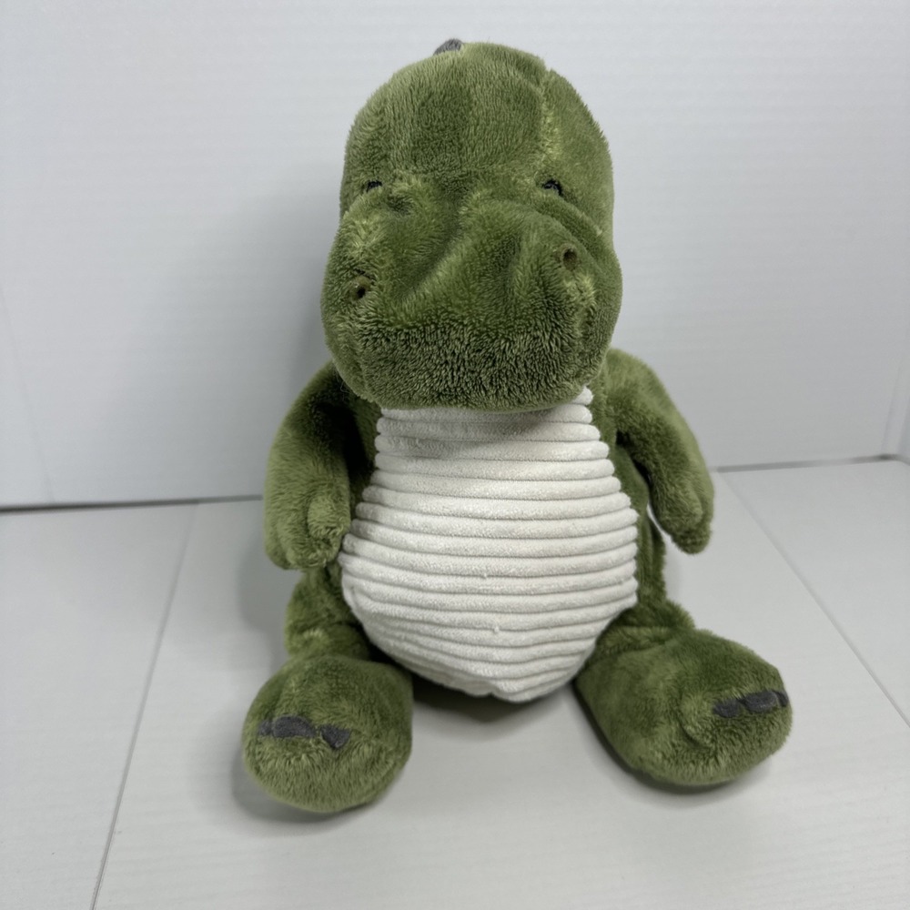 Carters Green Dinosaur Plush Lovey Ribbed Tummy 9" Just One You